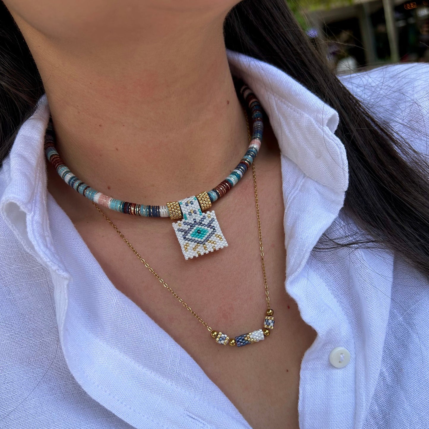 Choker tejido Ojo turco miyuki